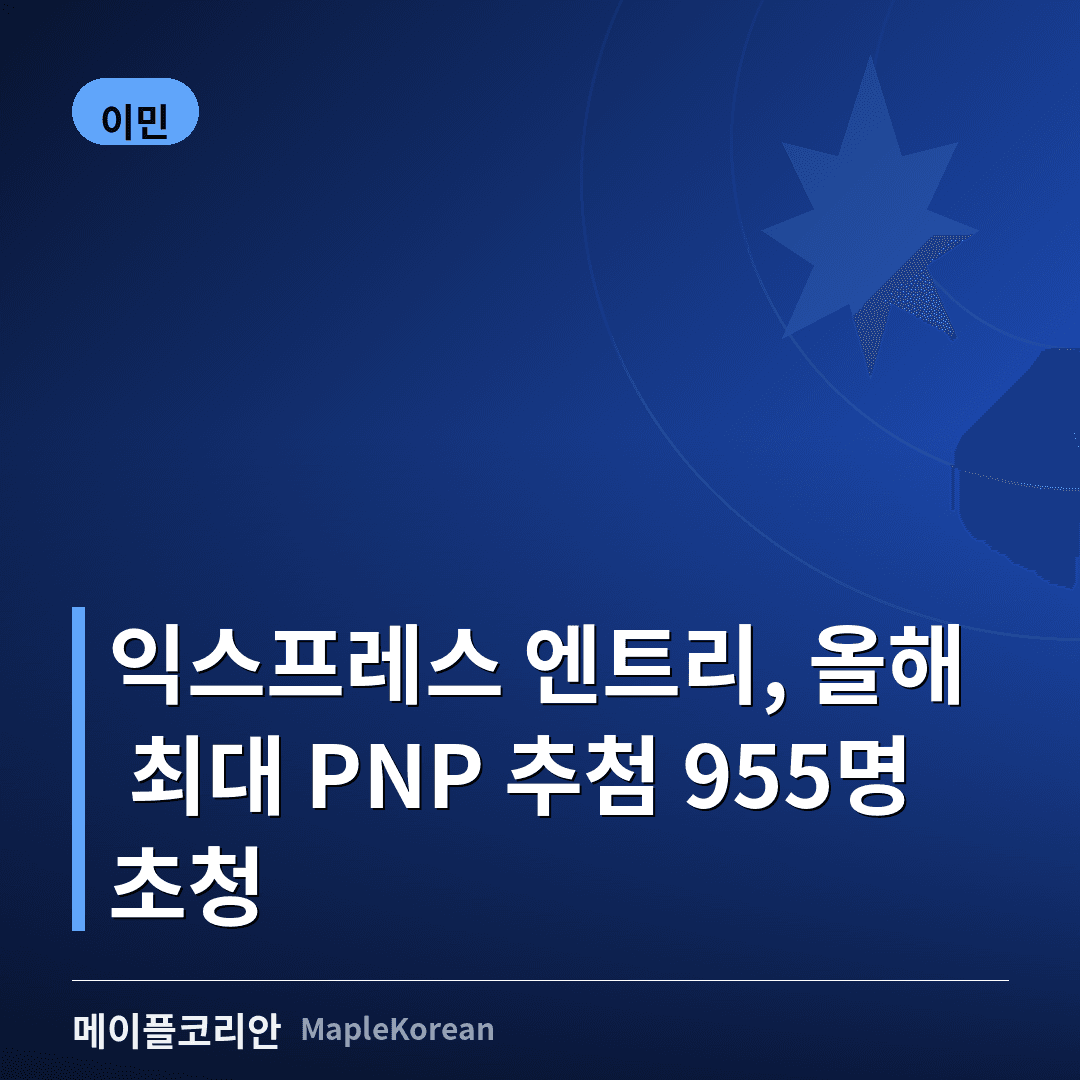 익스프레스 엔트리, 올해 최대 PNP 추첨…955명 초청·커트라인 730점