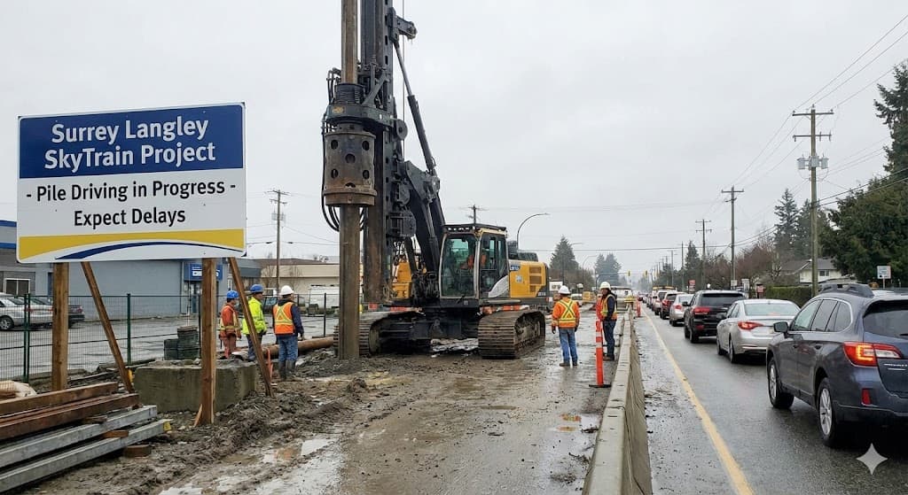 써리-랭리 스카이트레인 공사 본격화, 2월부터 파일 박기 시작
